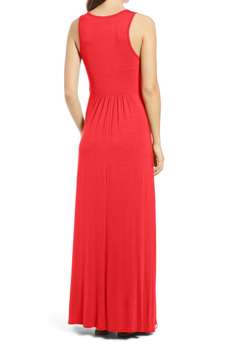 V-Neck Jersey Maxi Dress, Alternate, color, RED LIPSTICK
