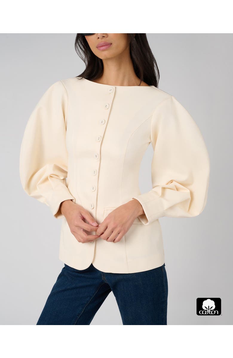 WeWoreWhat Cocoon Sleeve Peplum Blazer, Main, color, Ivory