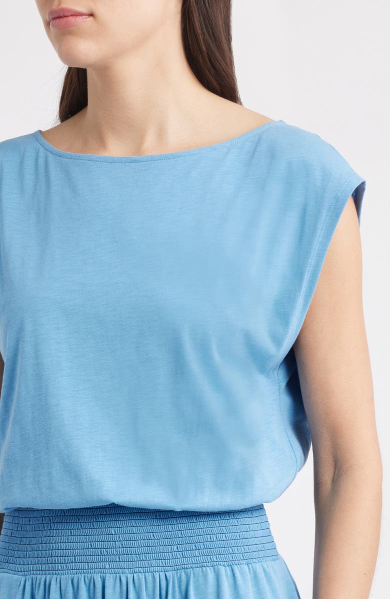 Nation LTD Evonne Smock Waist Pima Cotton Knit Dress, Alternate, color, Seascape