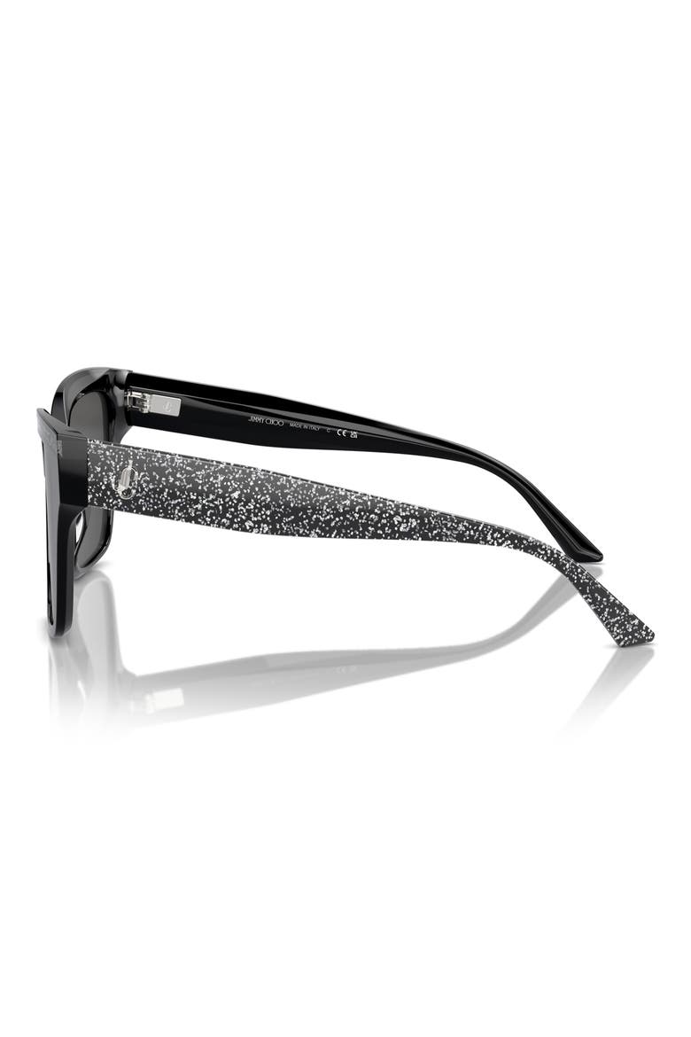 55mm Pillow Sunglasses, Alternate, color, BLACK / GLITTER / DARK GREY