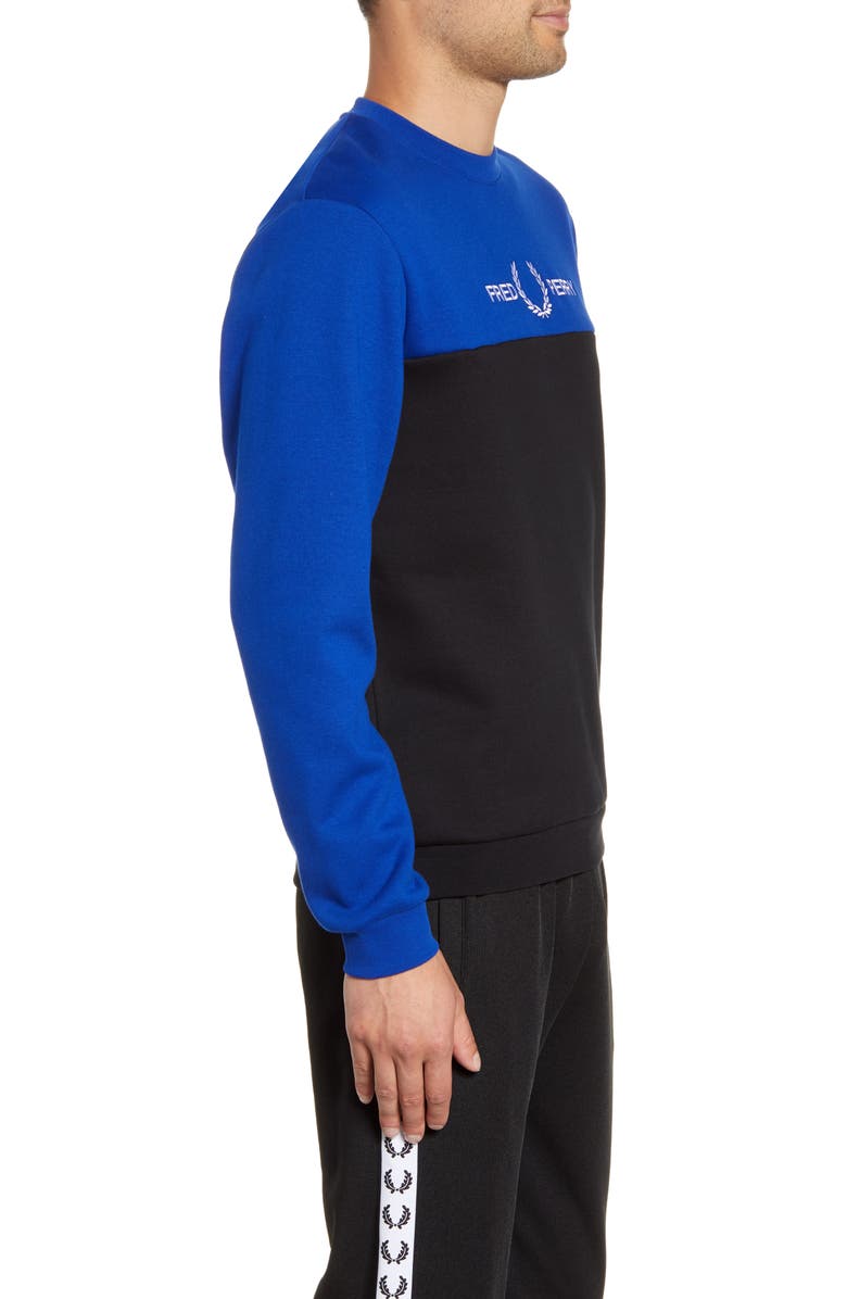 Fred Perry Colorblock Embroidered Crewneck Sweatshirt, Alternate, color,
