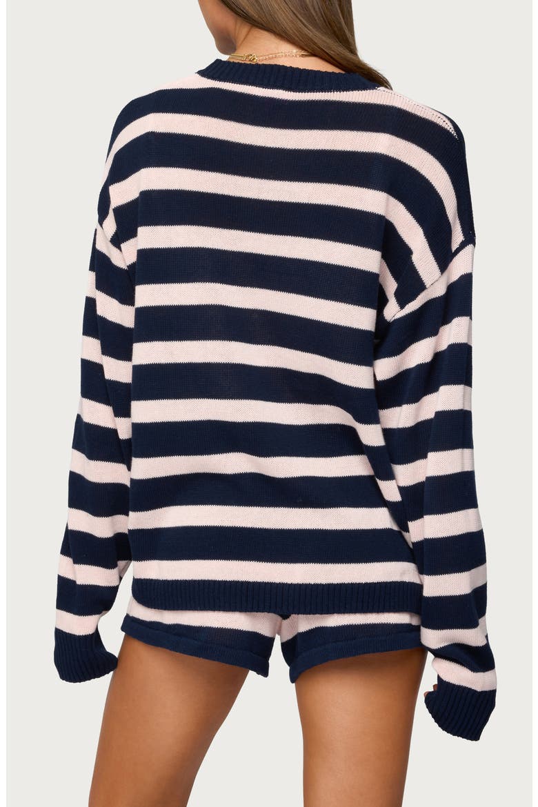Amaris Stripe Oversize Cotton Sweatshirt, Alternate, color, NAVY-AND-PINK