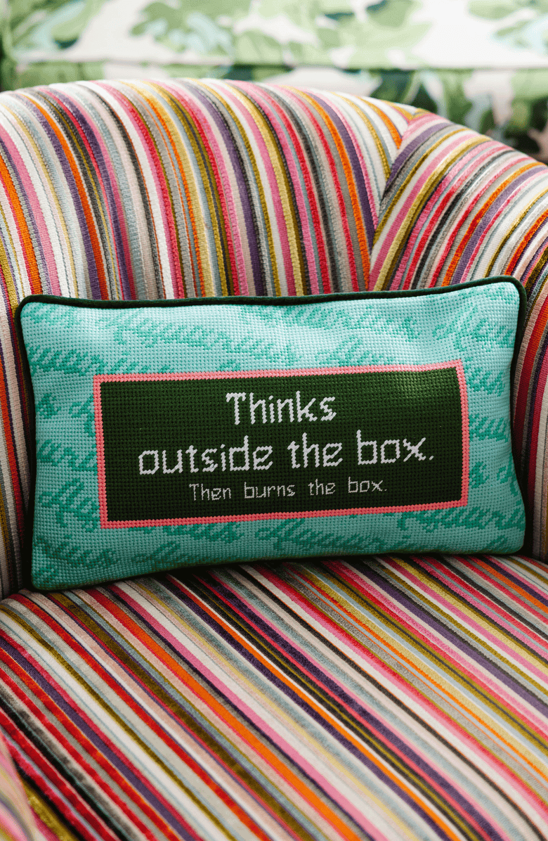 Furbish Aquarius Needlepoint Pillow, Alternate, color, Teal