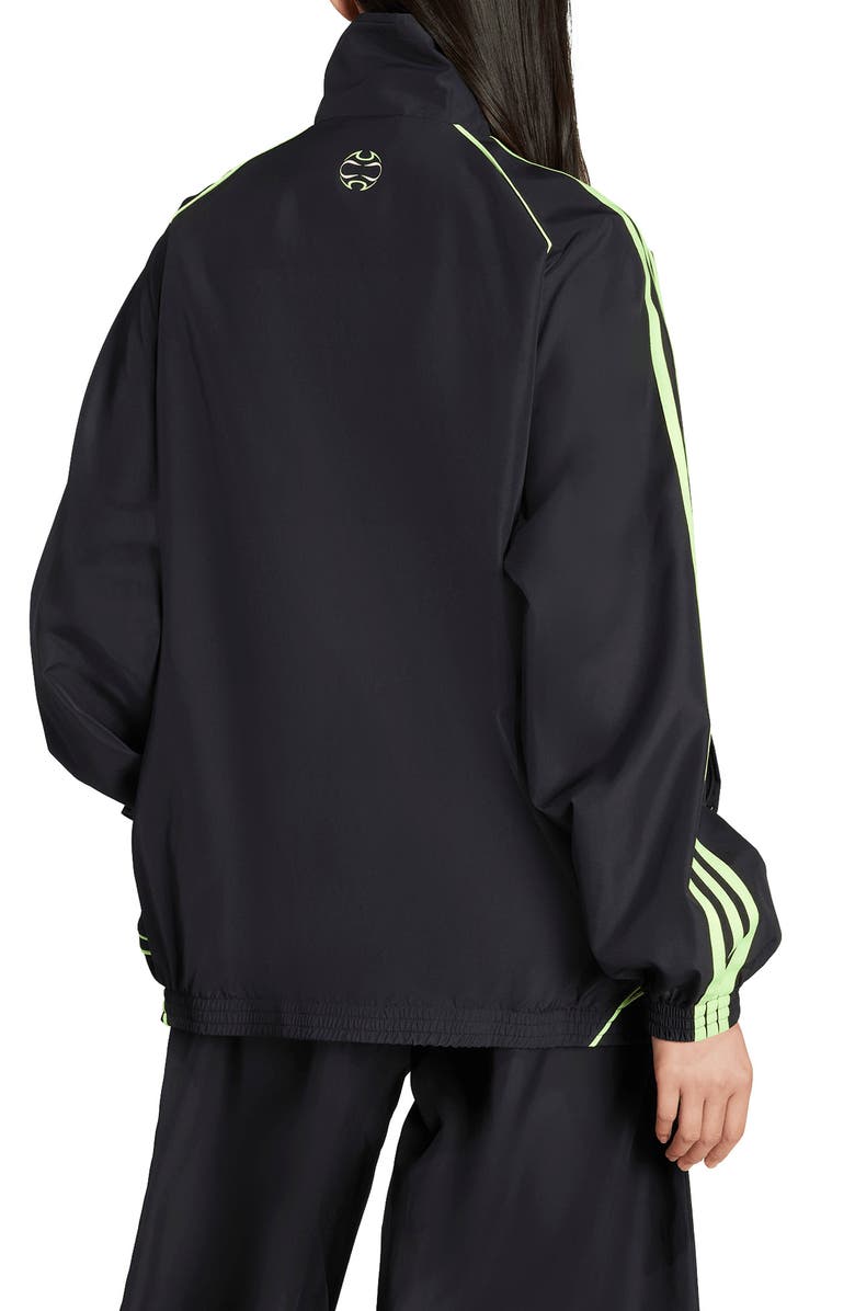 adidas Teamgeist Oversize Recycled Polyester Track Jacket, Alternate, color, Black/ Signal Green