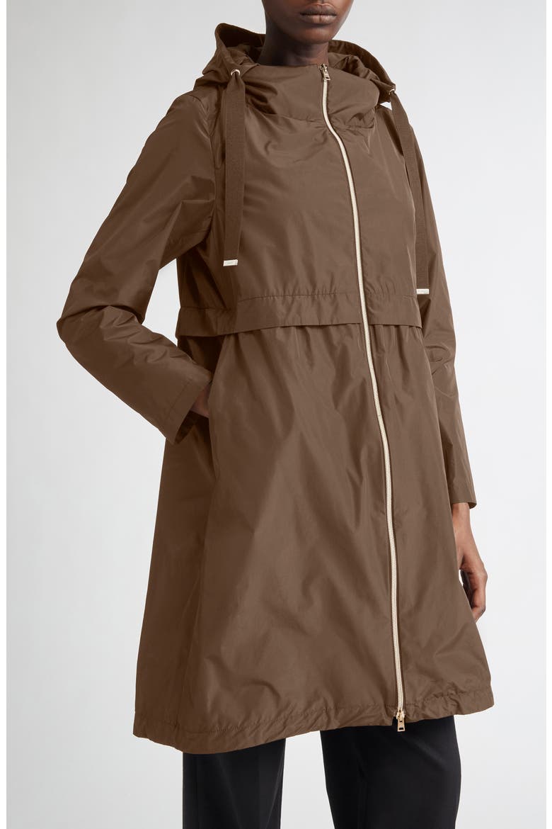Techno Taffeta A-Line Parka, Main, color, 2240 LEATHER