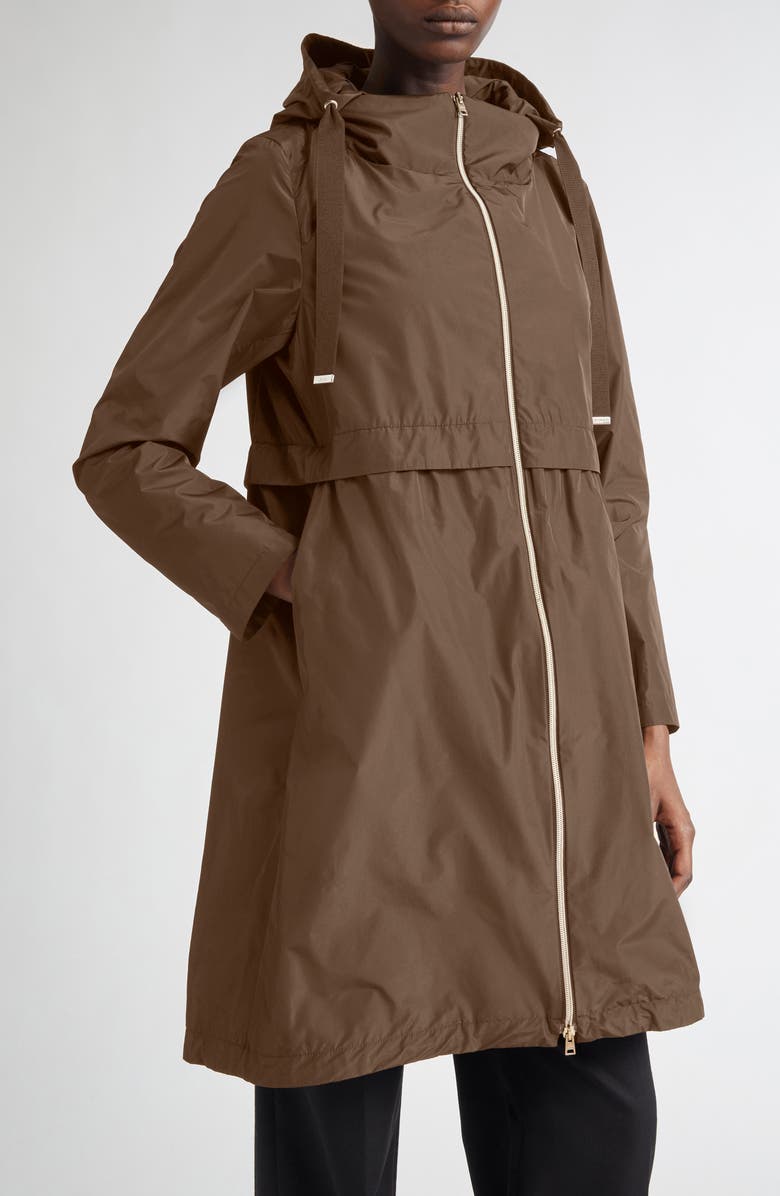 Herno Techno Taffeta A-Line Parka, Main, color, 2240 Leather