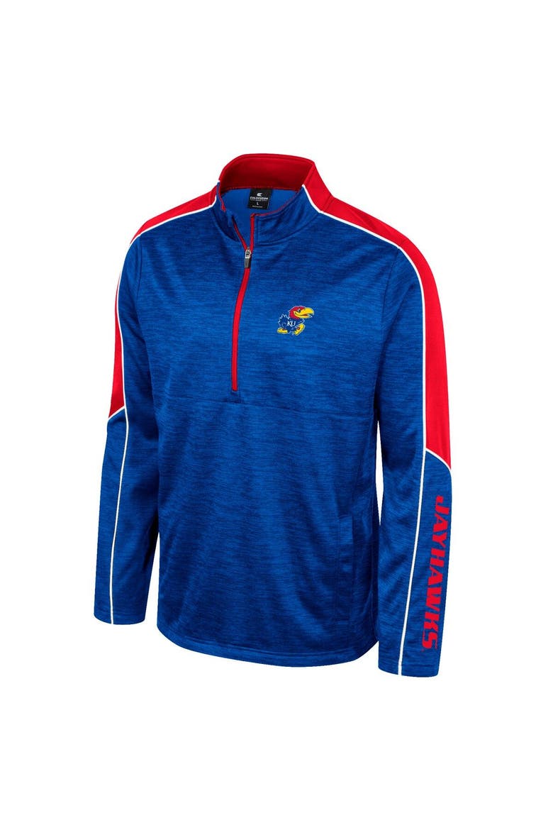 Men's Colosseum Royal Kansas Jayhawks Marled Half-Zip Jacket, Alternate, color, Royal