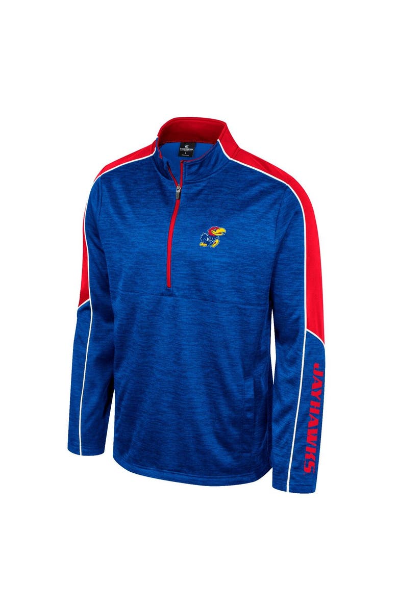 COLOSSEUM Men's Colosseum Royal Kansas Jayhawks Marled Half-Zip Jacket, Alternate, color, Royal