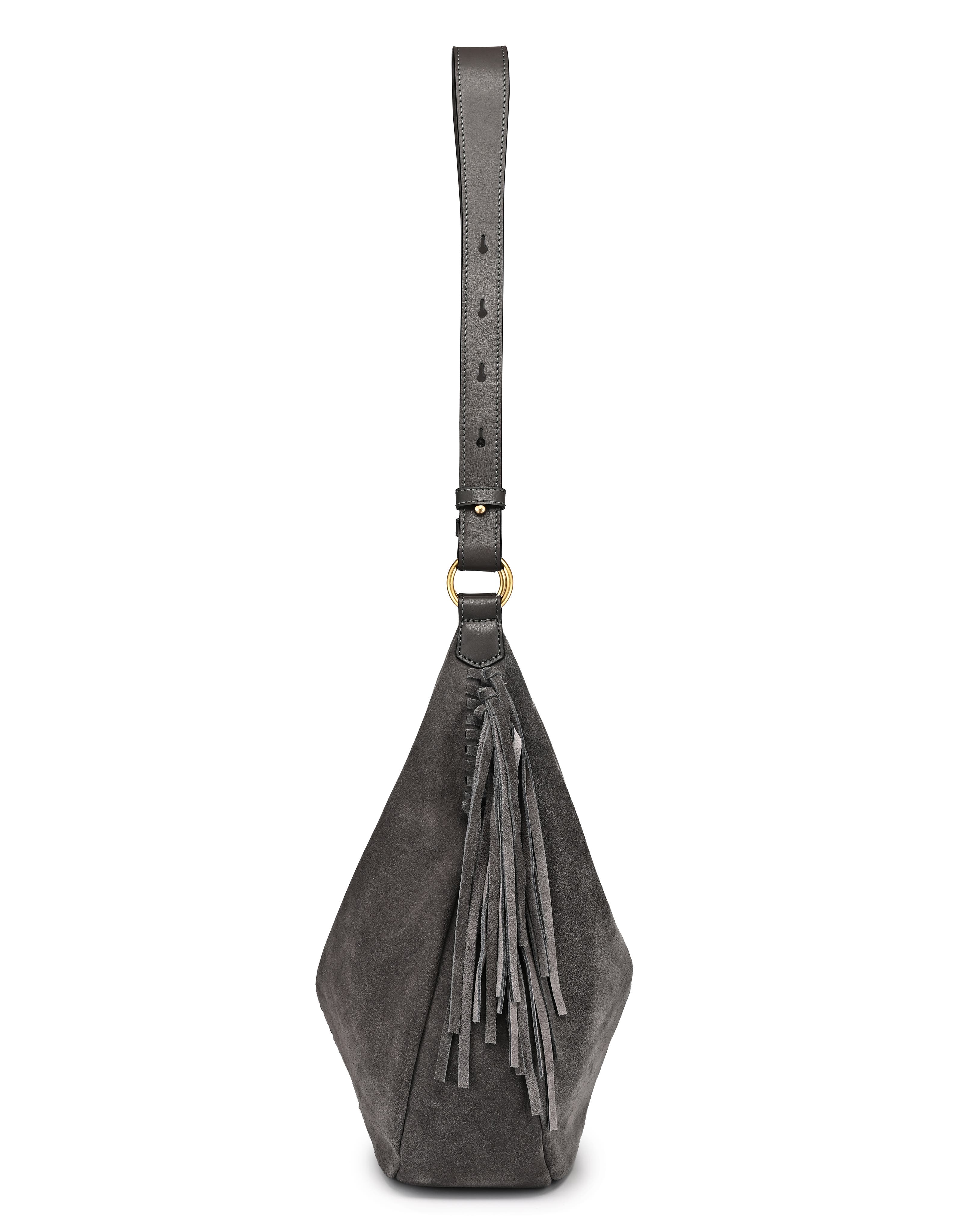 OLD TREND Hydrangea Genuine Leather Suede Heritage Shoulder Bag, Alternate, color, Slate