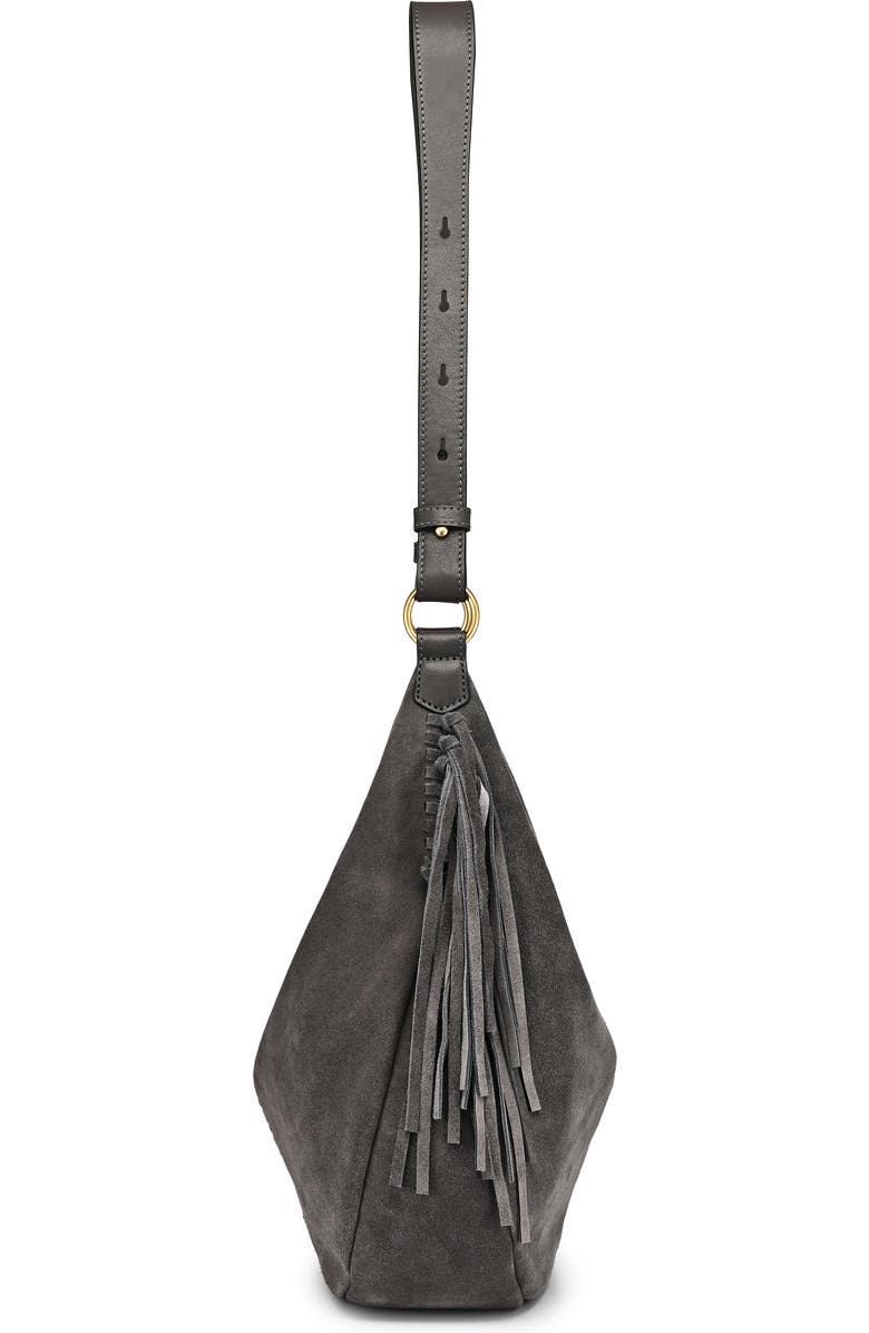 OLD TREND Hydrangea Genuine Leather Suede Heritage Shoulder Bag, Alternate, color, Slate