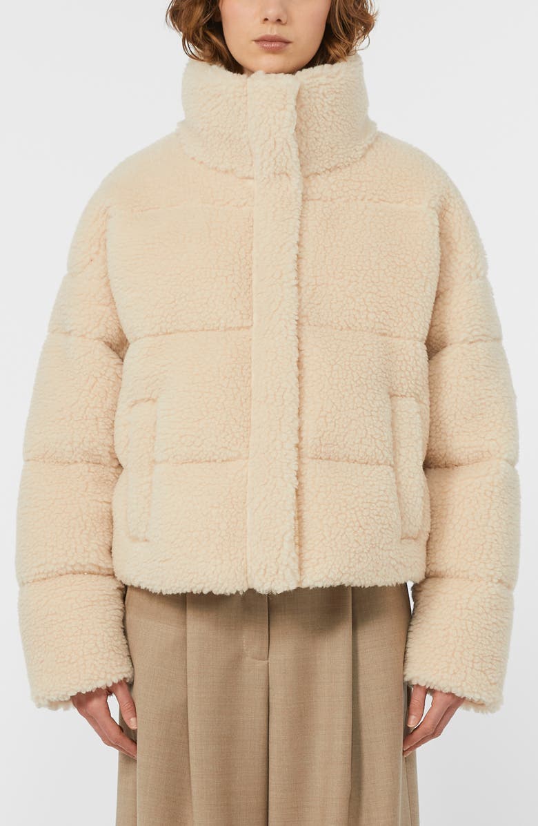 Weekend Max Mara Alfredo Quilted High Pile Fleece Jacket, Main, color, Ivory