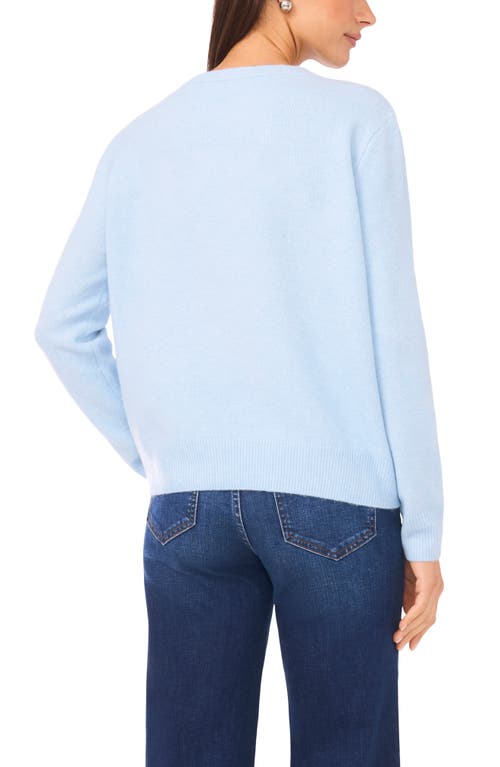 Vince Camuto Aspen Graphic Crewneck Sweater In Blue