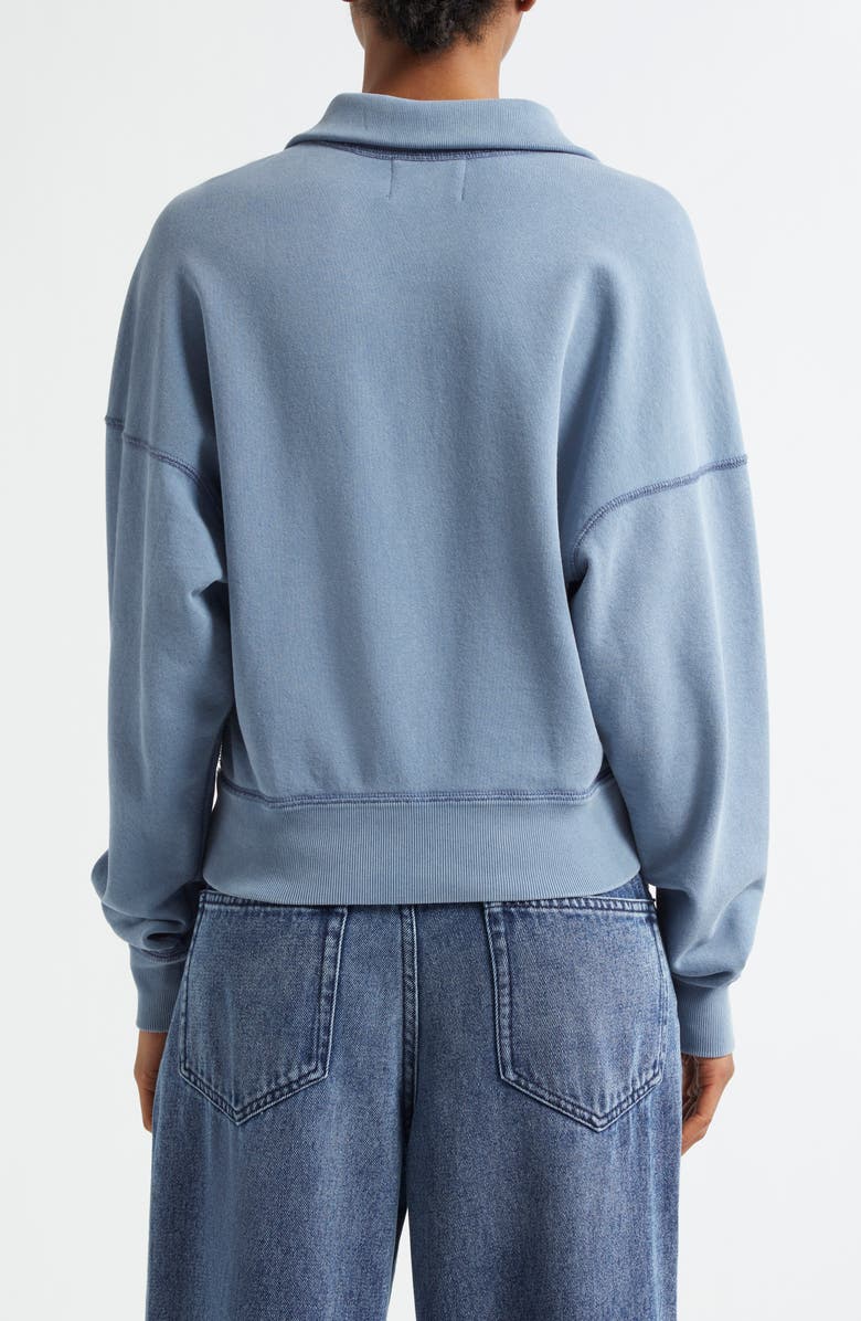 Isabel Marant Étoile Ross Half Zip Cotton Sweatshirt, Alternate, color, Slate Blue/ Ecru