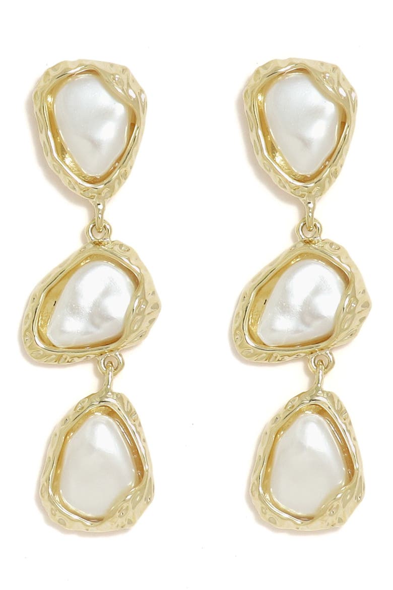 Heights Faux Pearl Drop Earrings, Main, color, GOLD