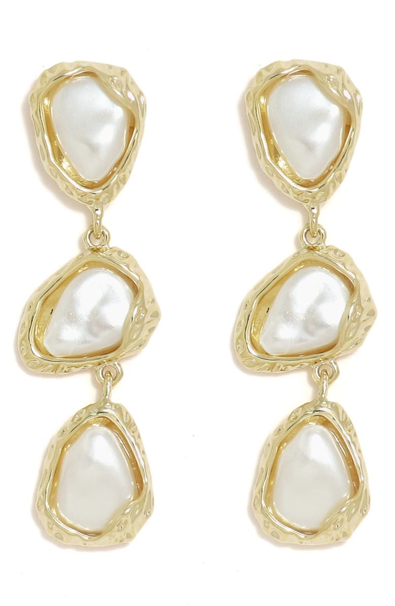Petit Moments Heights Faux Pearl Drop Earrings, Main, color, Gold