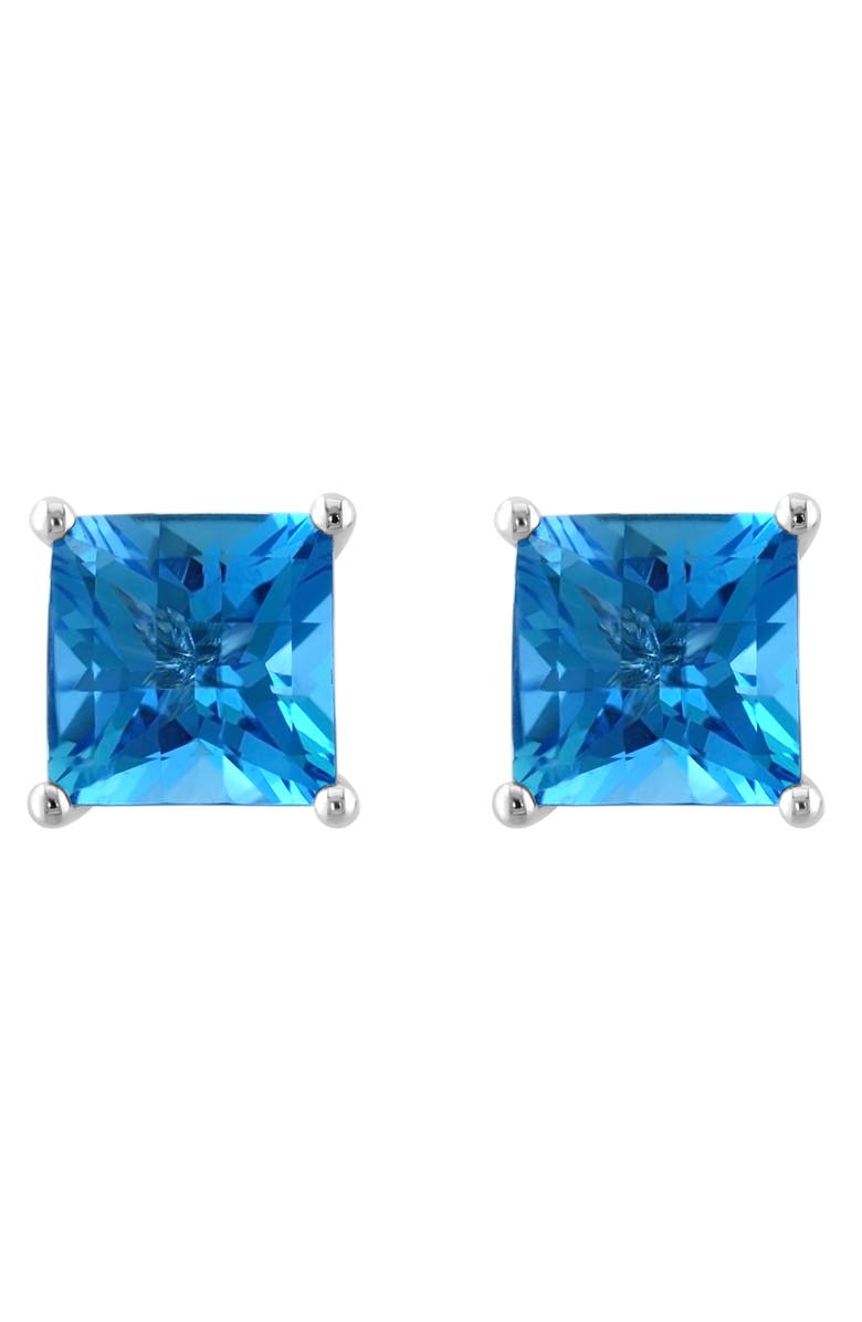 EFFY 14K White Gold Square Blue Topaz Earrings, Main, color, Blue