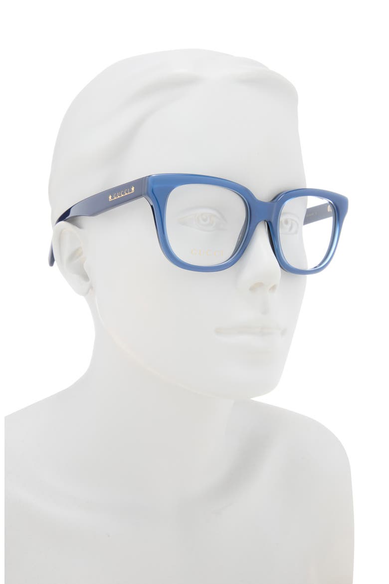 50mm Square Optical Glasses, Alternate, color, BLUE BLUE TRANSPARENT
