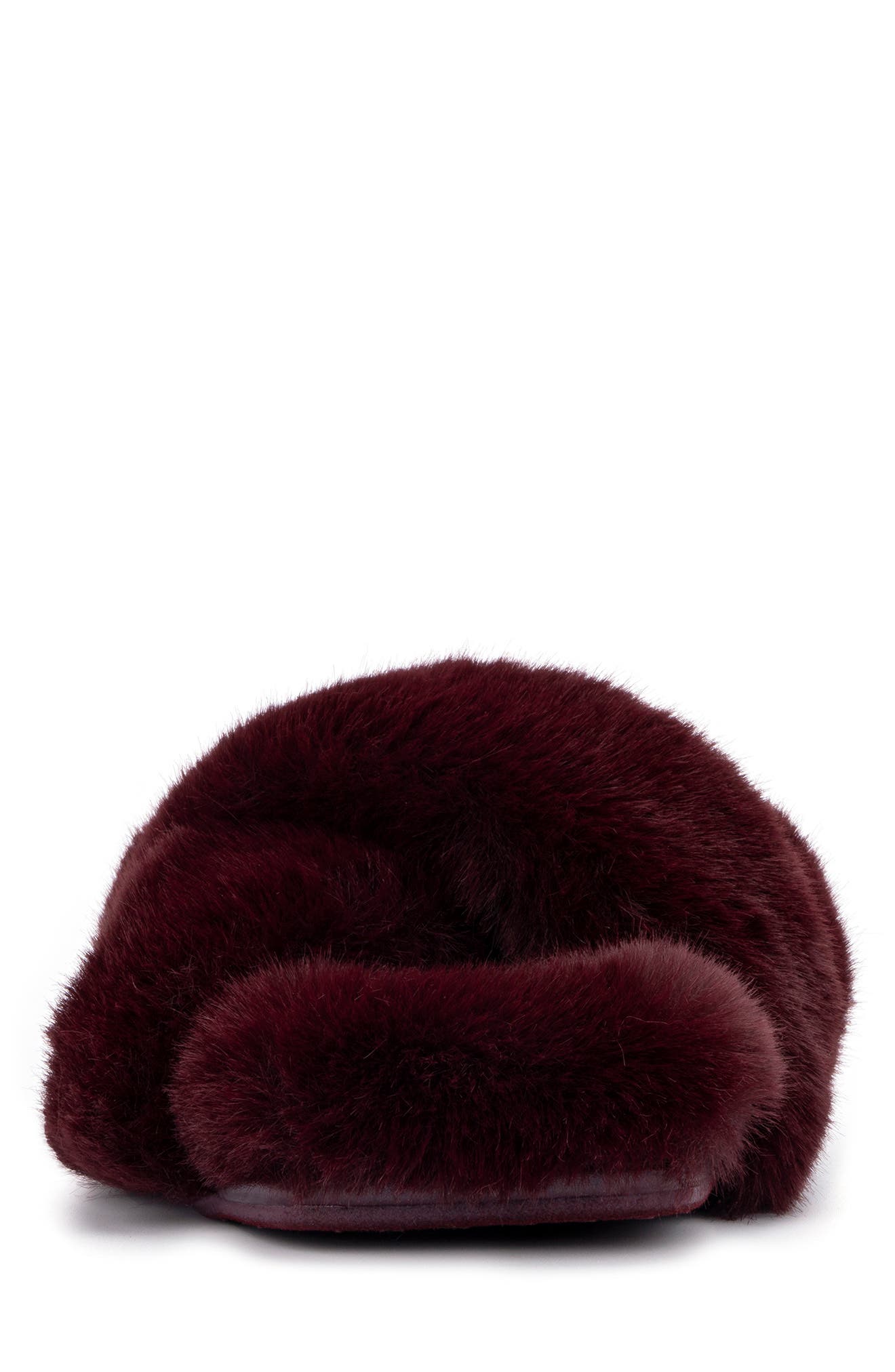 Luna Faux Fur Slipper, Alternate, color, BURGUNDY