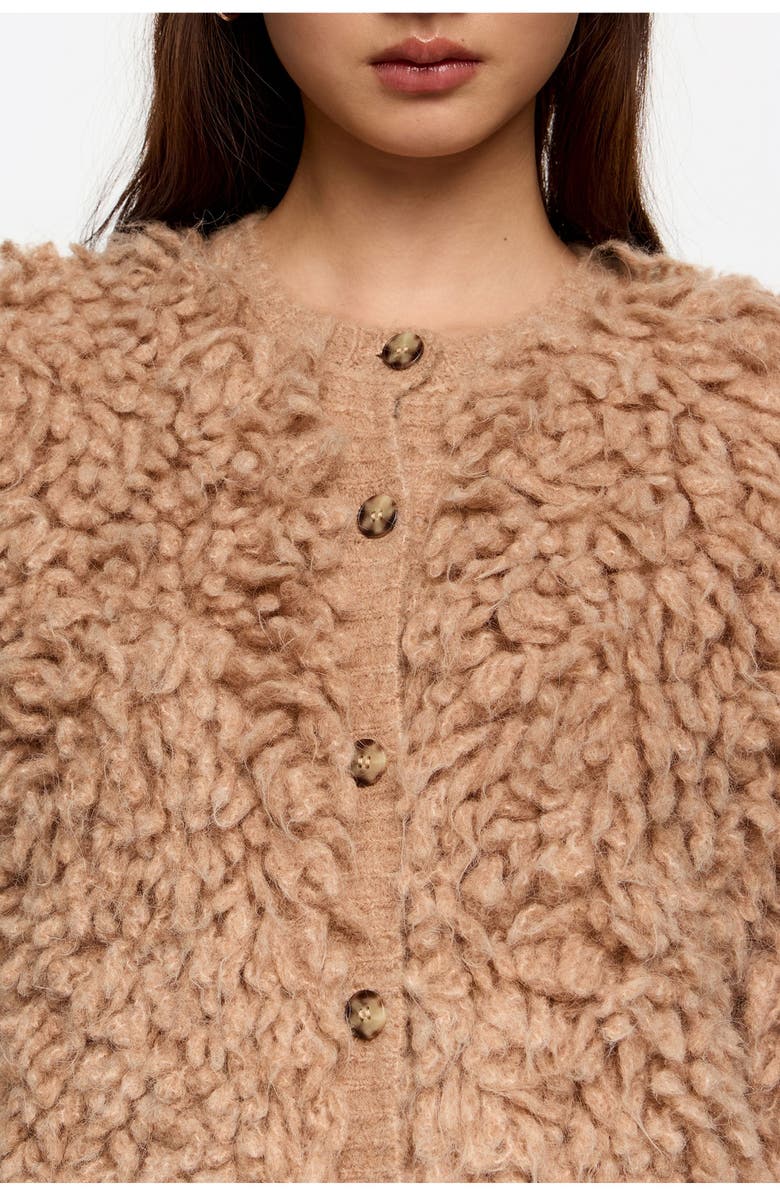 Bimba y Lola Short Alpaca Cardigan, Alternate, color, Camel
