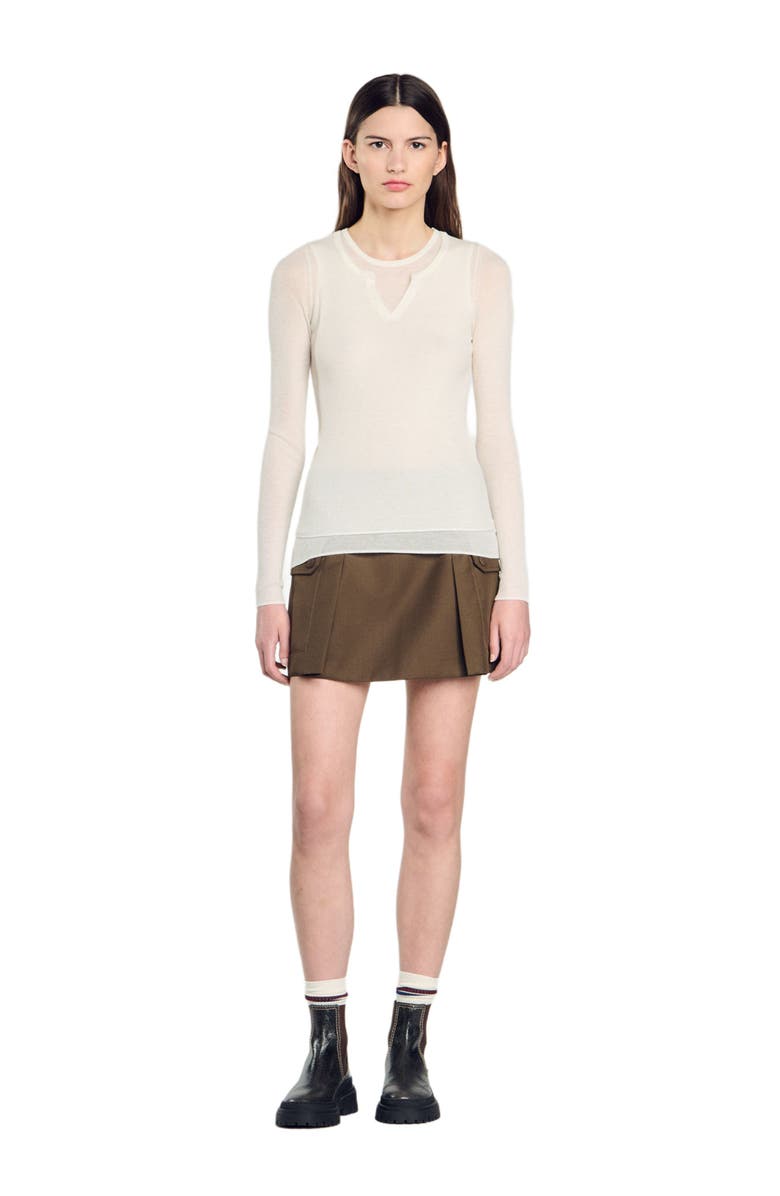 SANDRO Wool layered effect sweater, Alternate, color,