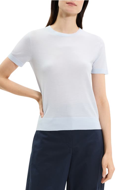 Theory Regal Merino Wool Short-sleeve Crew T-shirt In Blue
