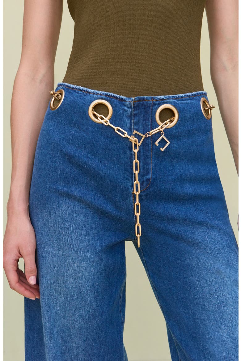 Sydney Belted Grommet Wide Leg Pants, Alternate, color, RINSE WASH