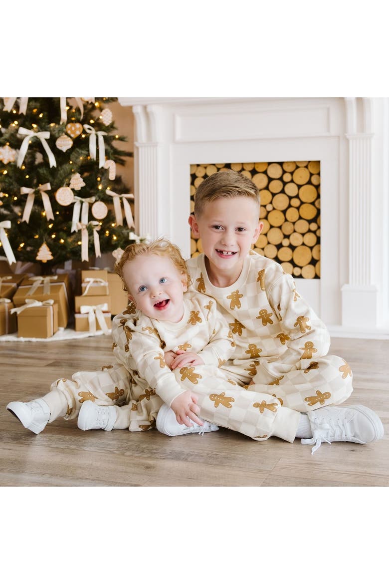Gingerbread Christmas Checkered Sweatshirt, Alternate, color, Ivory