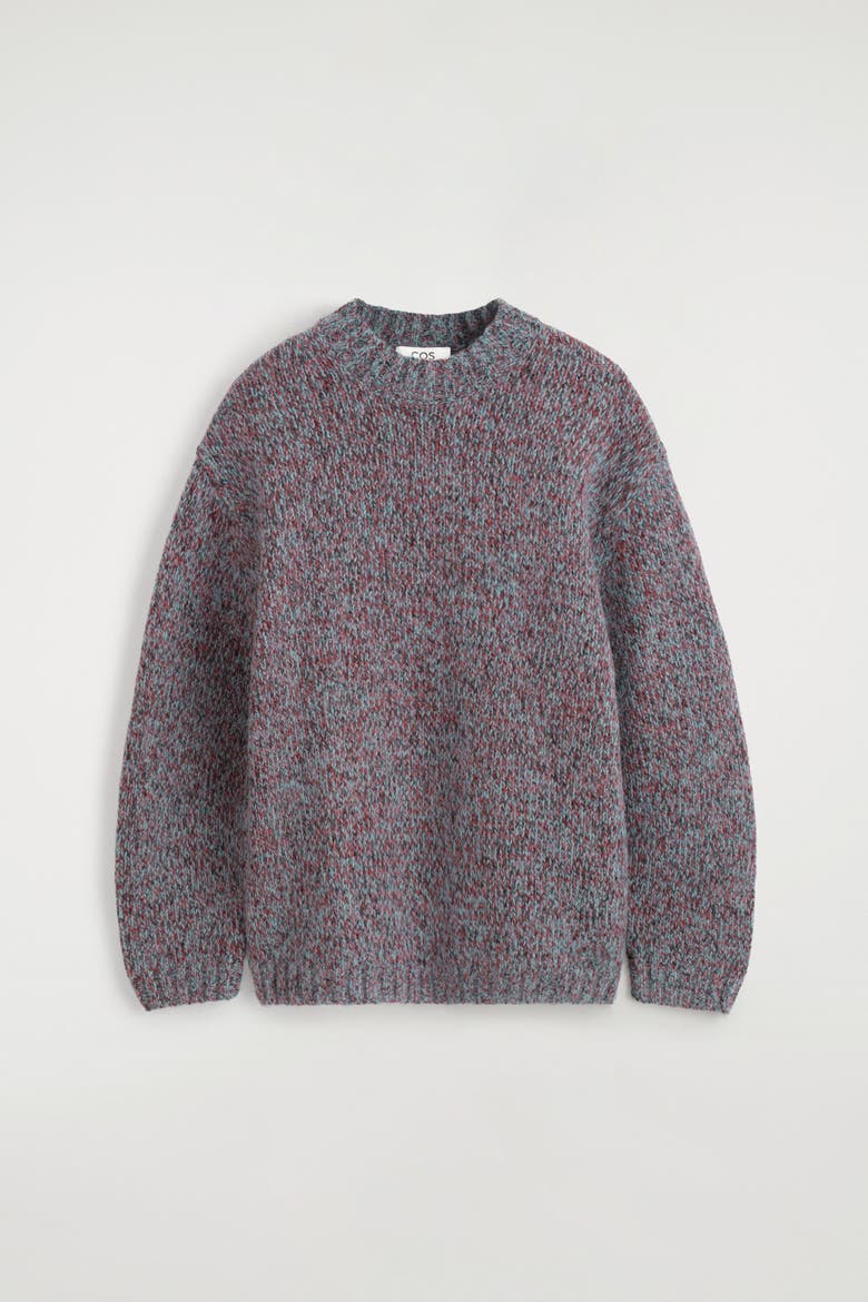 Tri-Tone Wool-Mohair Sweater, Alternate, color, BLUE / RED / BLACK