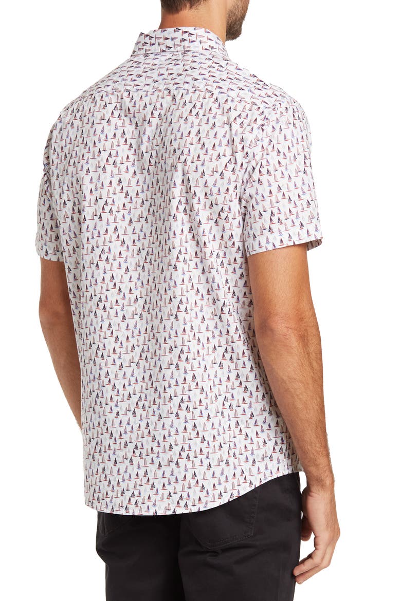 Sailboat Printed Short Sleeve Poplin Shirt, Alternate, color, WHITE SAILBOAT