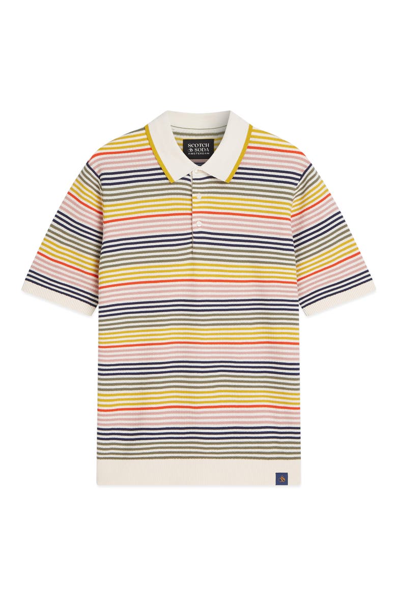 Tonal Stripe Cotton Polo Sweater, Alternate, color, YELLOW MULTI STRIPE