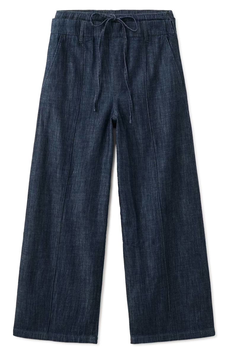MANGO Wide Leg Denim Pants, Main, color, Open Blue