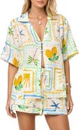 LSPACE La Mer Embroidered Cover-Up Shirt