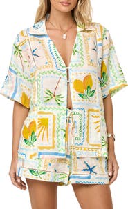 LSPACE La Mer Embroidered Cover-Up Shirt