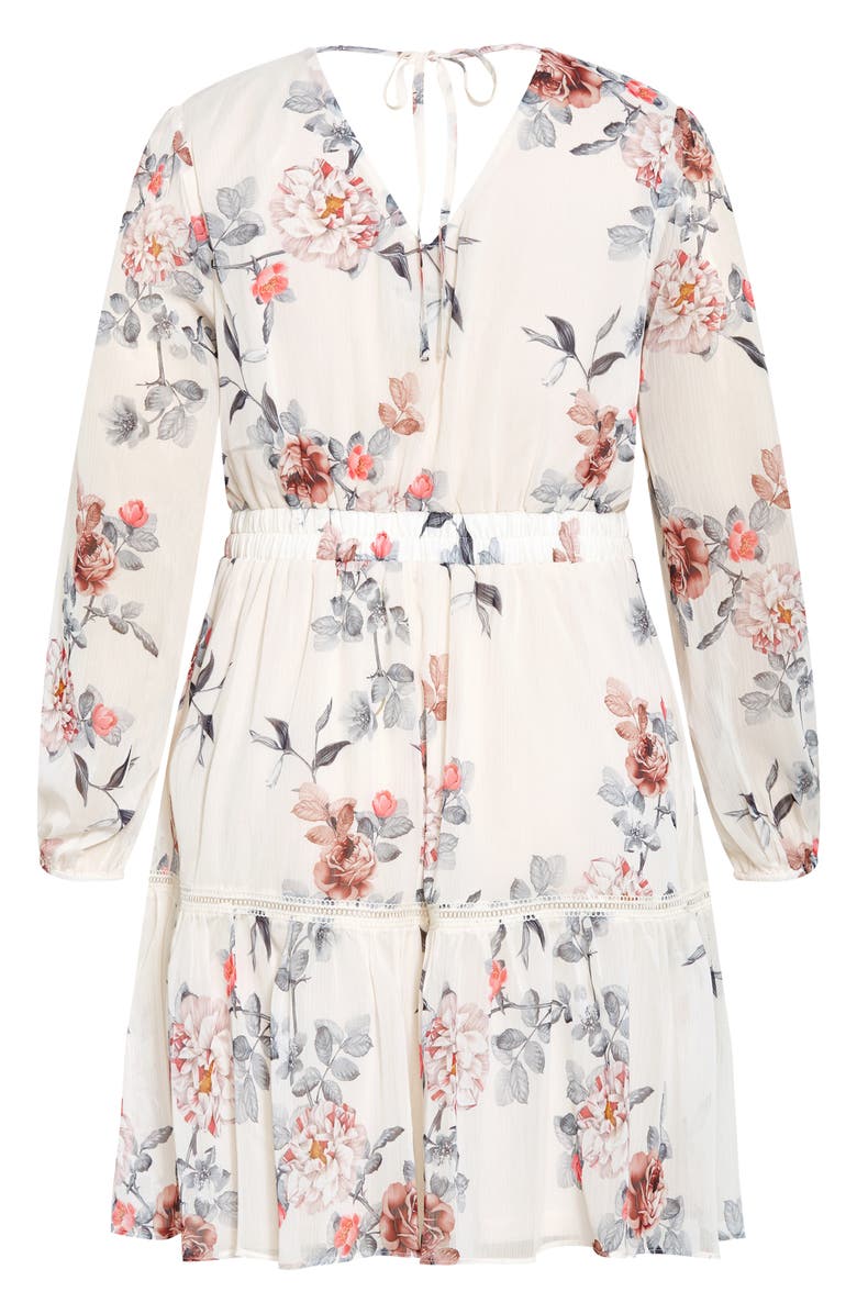 City Chic Kiki Floral Embroidered Long Sleeve Dress, Alternate, color, Soft Posie Ivory