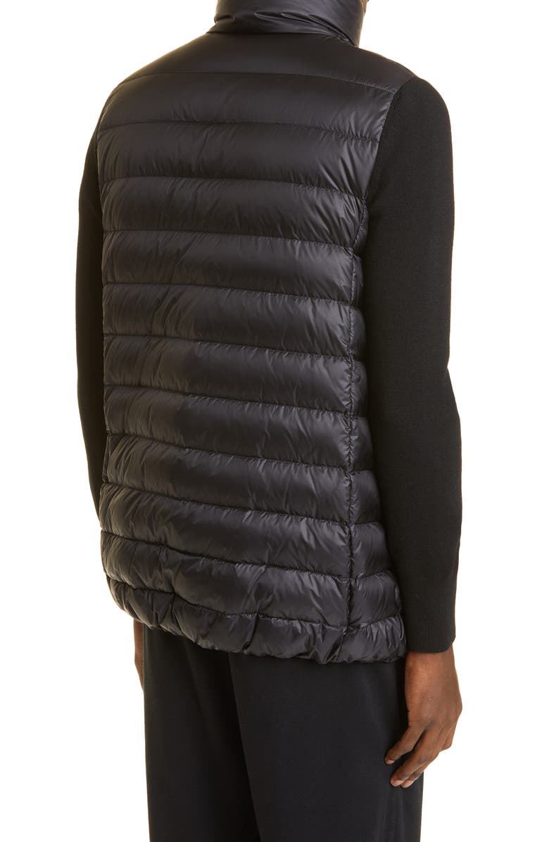 Moncler Quilted Down & Wool Long Cardigan, Alternate, color, 