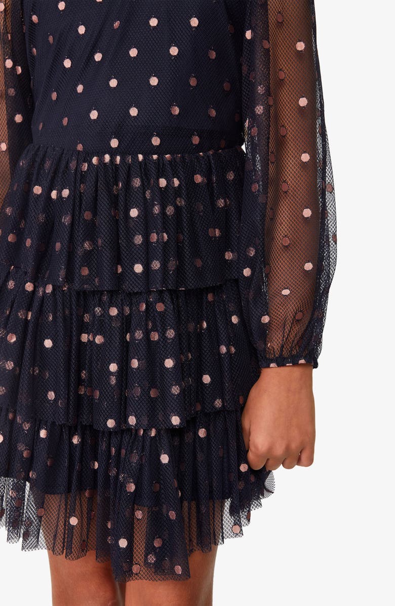 Bardot Junior Kids' Long Sleeve Spot Mesh Minidress, Alternate, color,