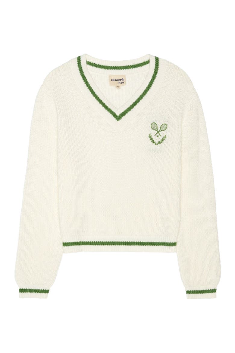 Brooke Varsity Sweater, Main, color, Ivory / Green