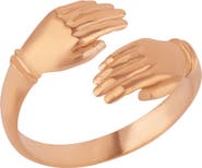 Spero London New Hug Ring With Hands Sterling Silver and Gold Plated