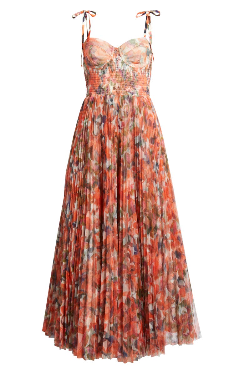 Hutch Smocked Tulle Gown, Alternate, color, Orange Painted Lush Tropical