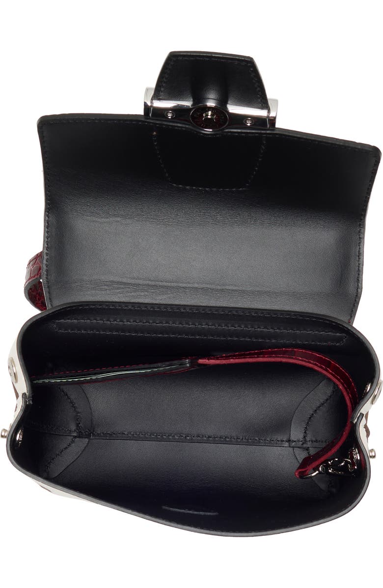 Longchamp Roseau Croc Embossed Small Crossbody Bag, Alternate, color, Ebony