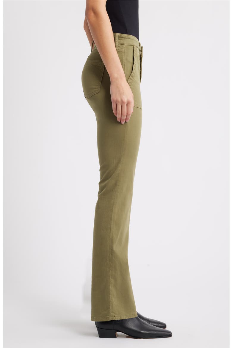 Vicky Patch Pocket Mid Rise Bootcut Sateen Pants, Alternate, color, DARK OLIVE SATEEN