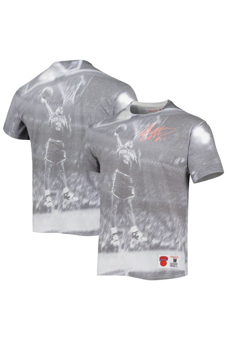 Men's Mitchell & Ness John Starks Heather Gray New York Knicks Above The Rim T-Shirt, Alternate, color, Heather Gray