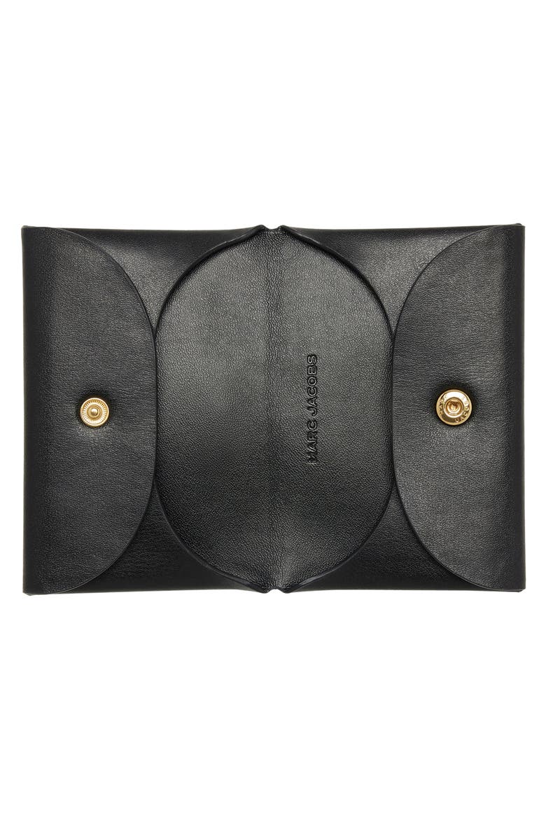 Scene Snap Leather Card Holder, Alternate, color, BLACK
