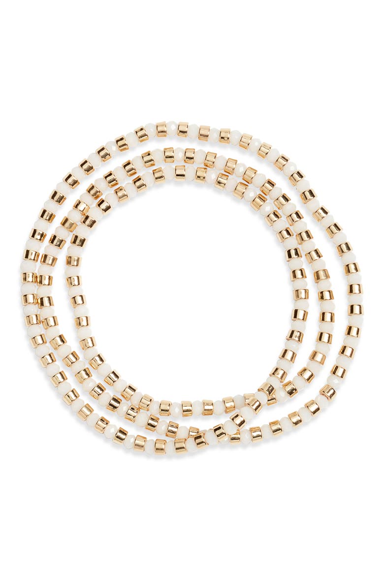 Beaded Convertible Bracelet, Main, color, WHITE- GOLD