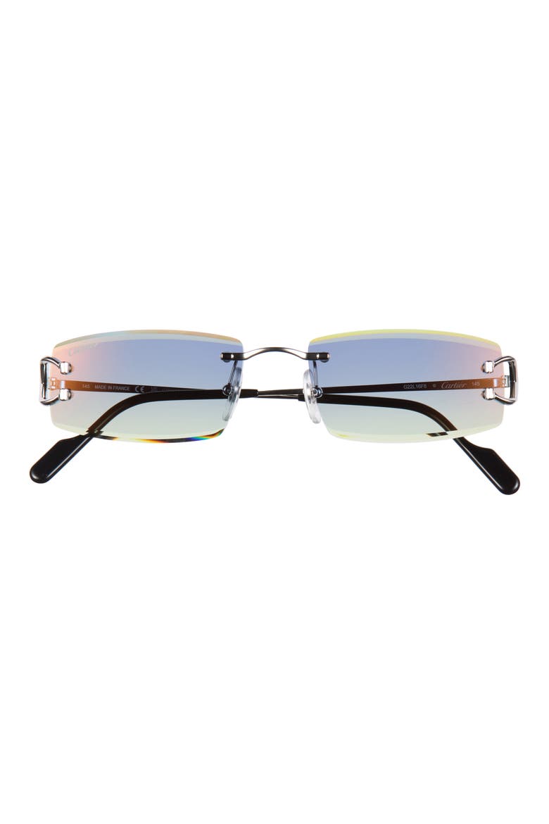 56mm Frameless Rectangular Sunglasses, Main, color, SILVER