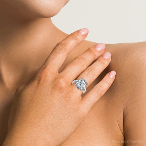 Bliss Diamond Certified 5 3/4ct Aria Cushion Diamond Engagement Ring 14k Gold Or Pt Lab Grown In Silver