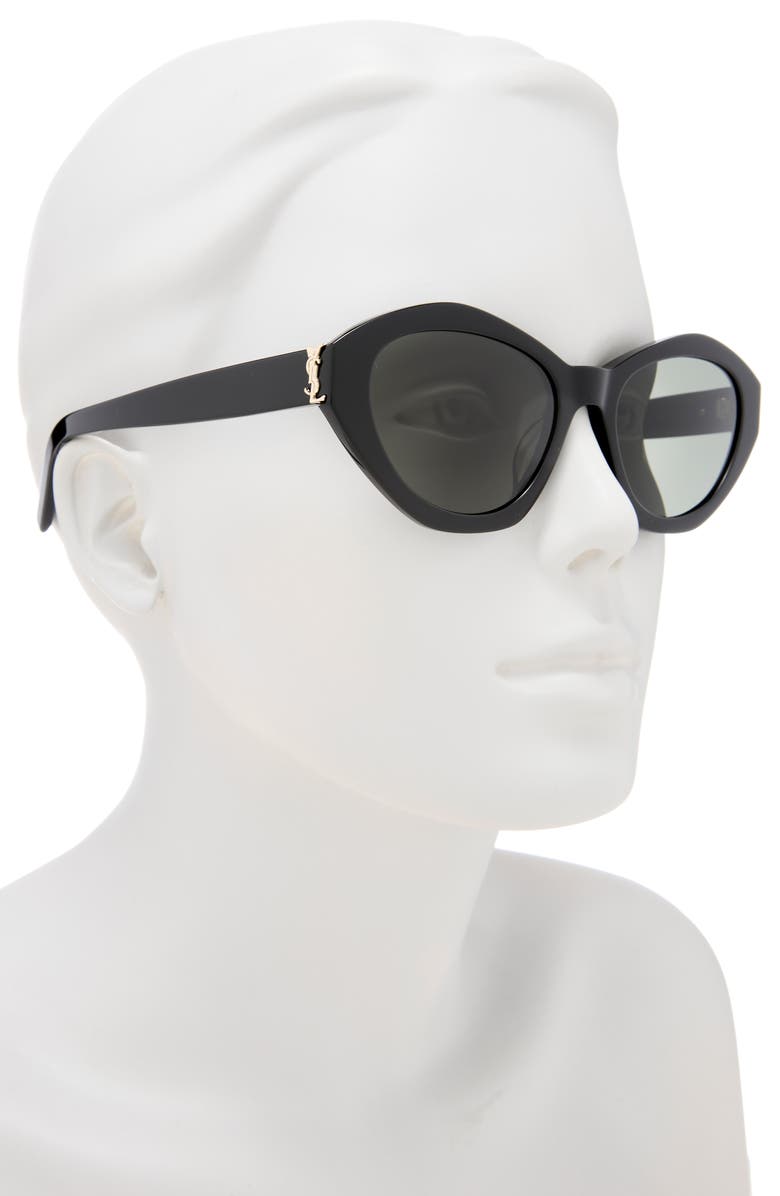 Saint Laurent 54mm Best Oval Sunglasses, Alternate, color, Black Black Grey