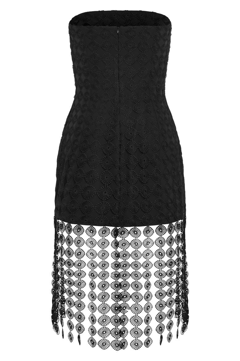 Ebony Strapless Crochet Lace Minidress, Alternate, color, BLACK