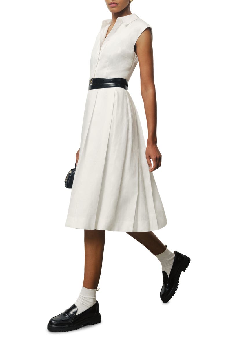 Prim Sleeveless Linen Shirtdress, Main, color, WHITE