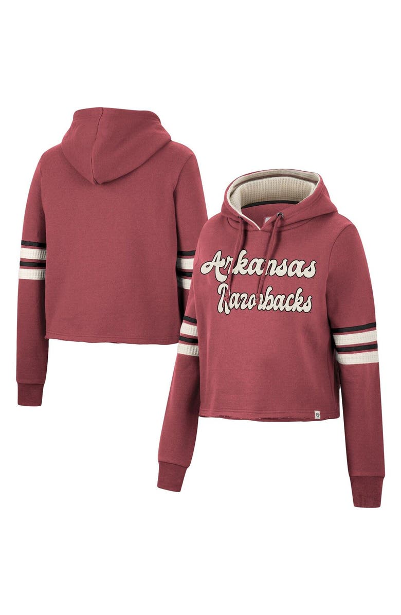 COLOSSEUM Women's Colosseum Cardinal Arkansas Razorbacks Retro Cropped Pullover Hoodie, Main, color, Cardinal